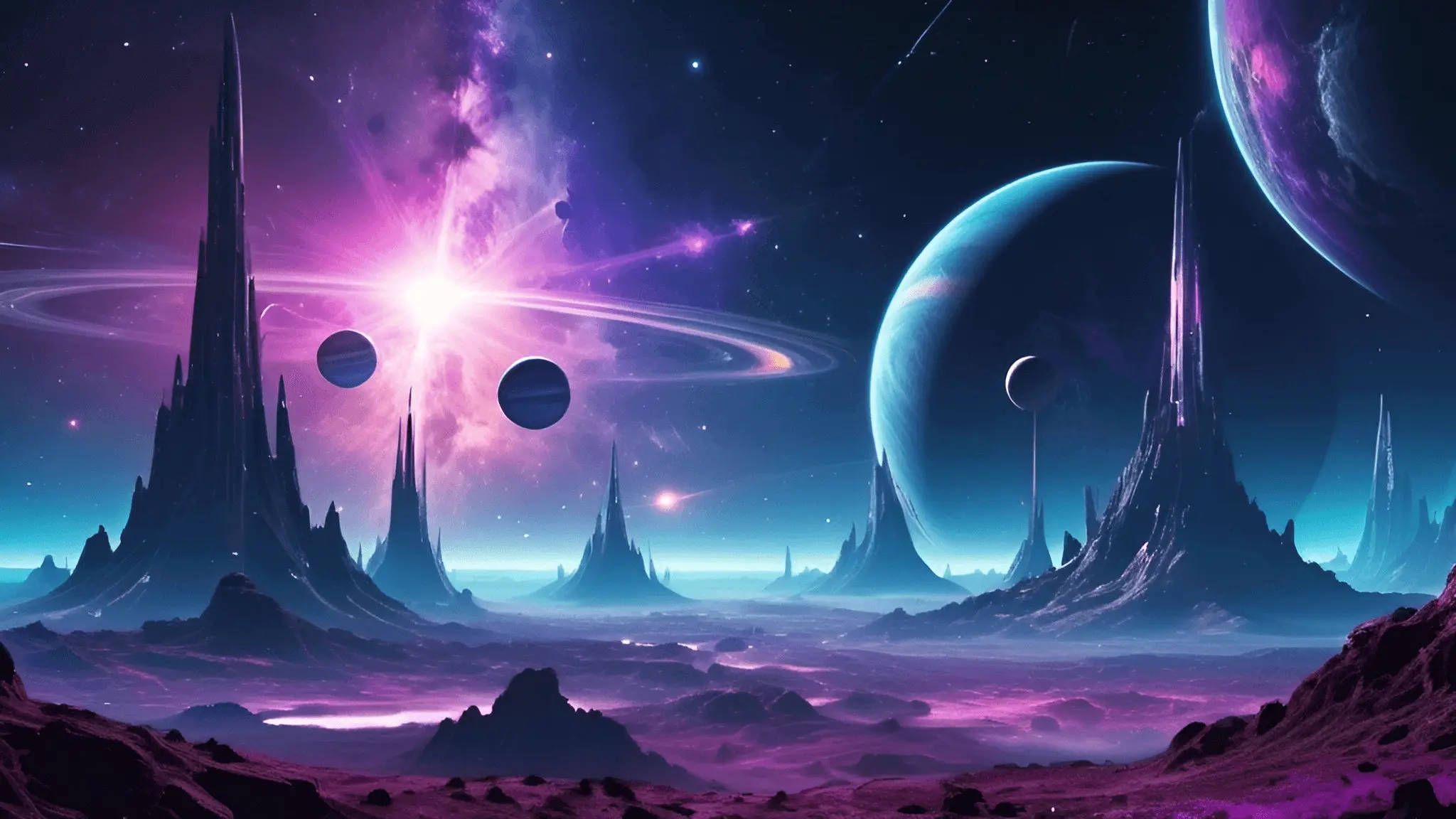 Celestial Regime concept artwork showing a bright cosmic scene with planets and ships.